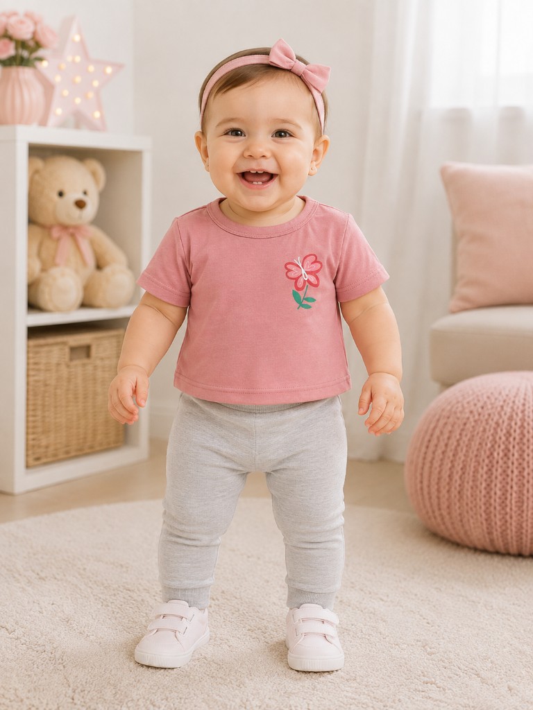 Polera niña lila mariposa