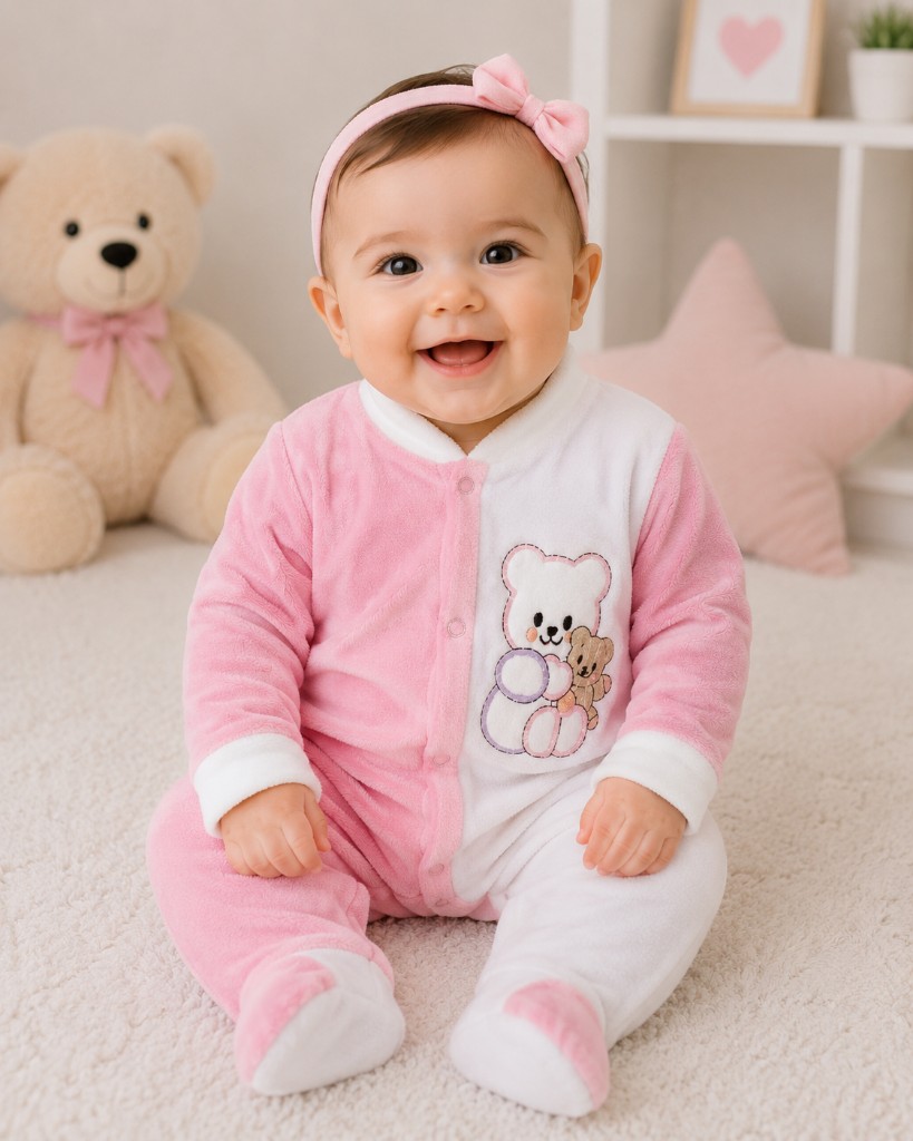 Enterito plush rosa niña 0-3m