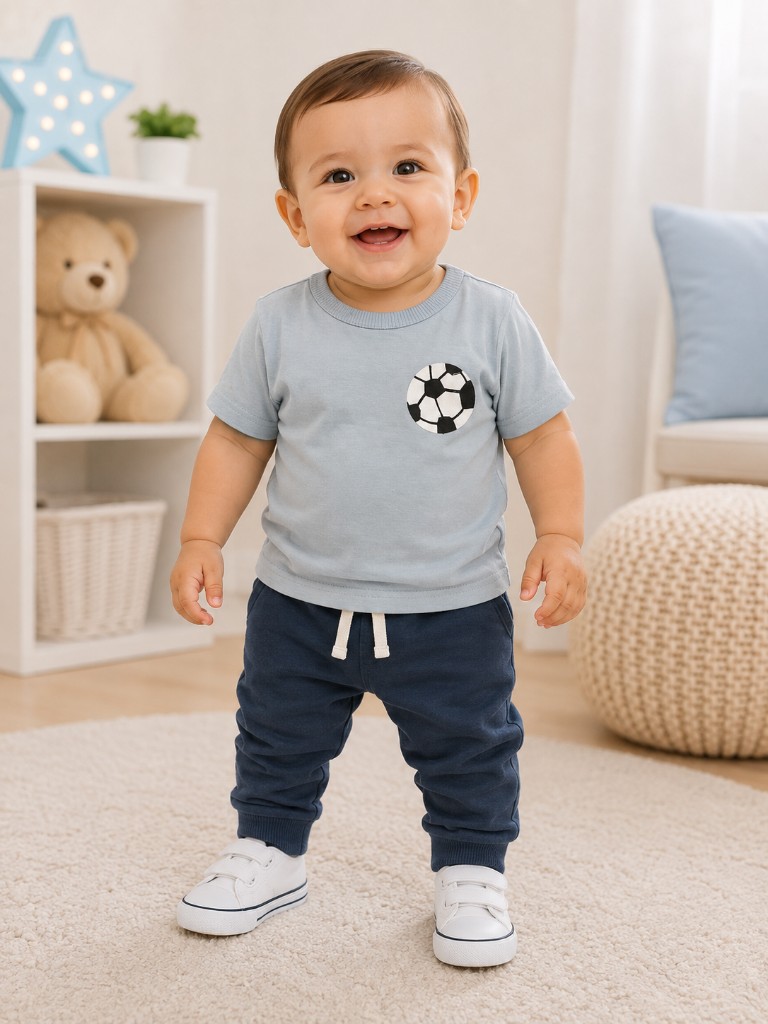 Polera Niño verde claro pelota