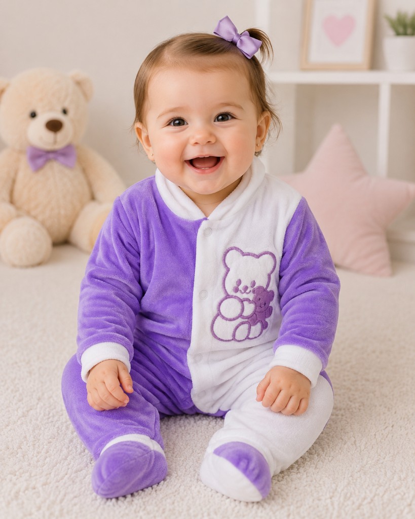 Enterito plush morado niña 0-3m