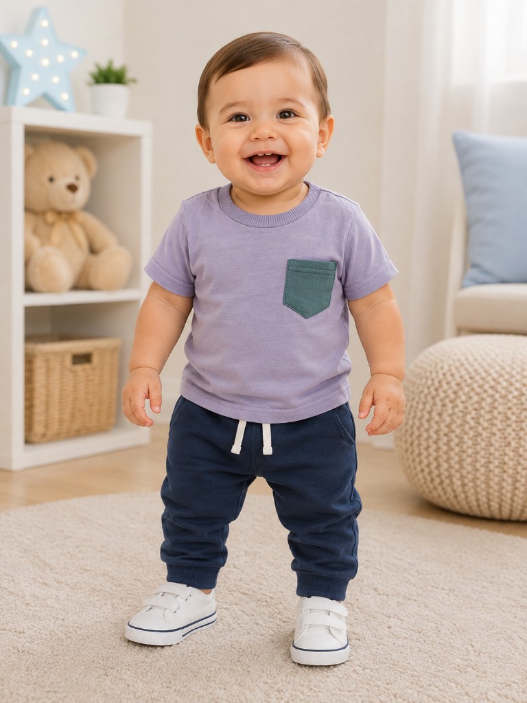 Polera Niño azul liso