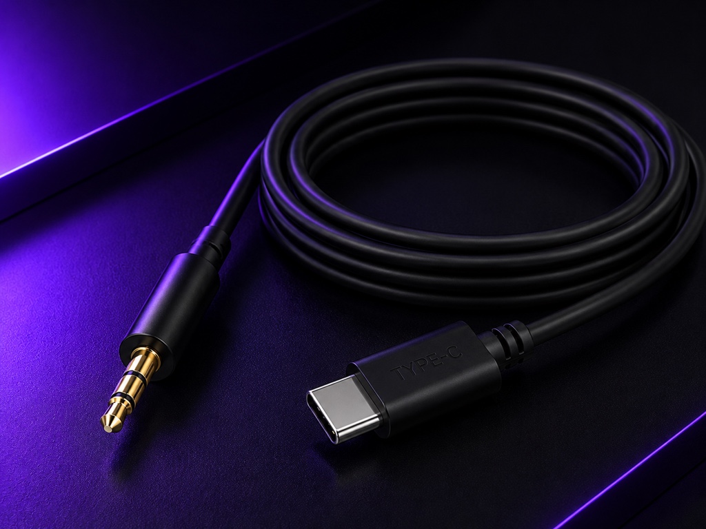 Cable USB-C a aux negro