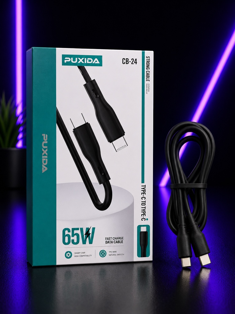 PUXIDA cable USB-C a USB-C 65W negro