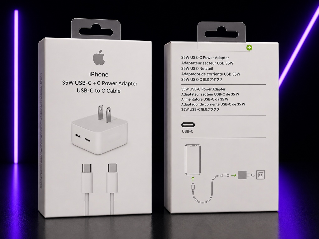 Apple cargador 35W USB-C blanco