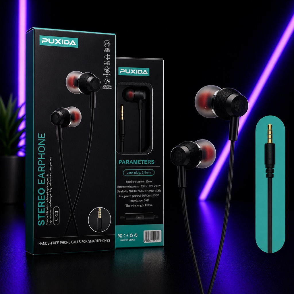 Puxida auriculares negros con cable