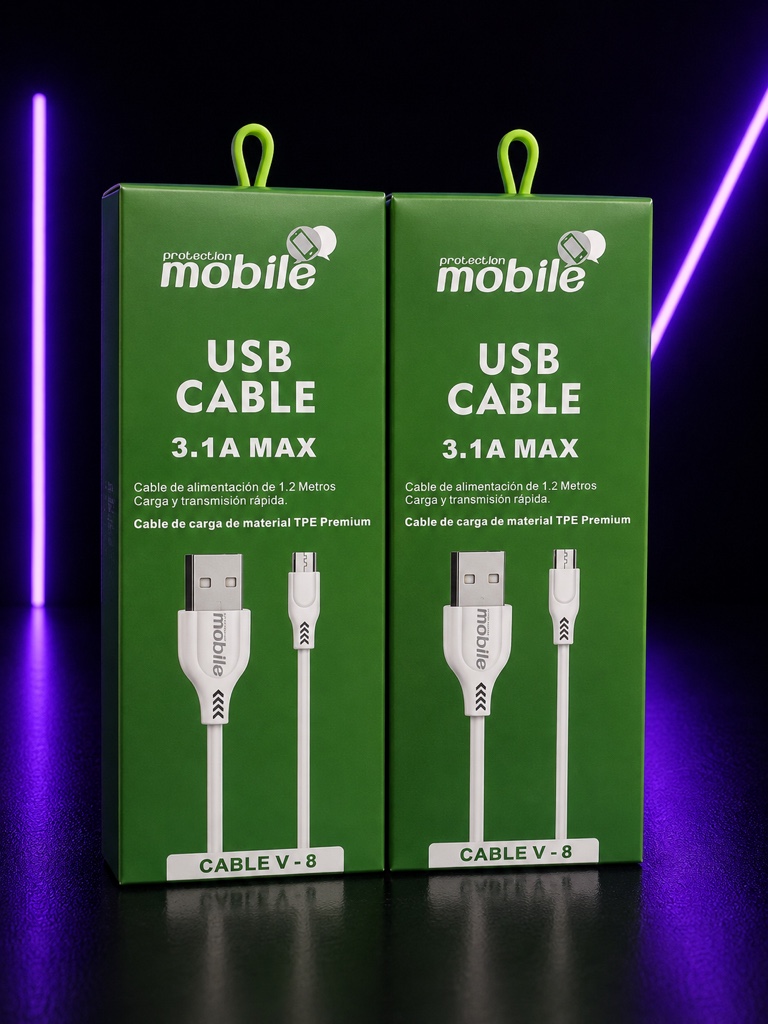 Protection mobile cable USB V-8 verde