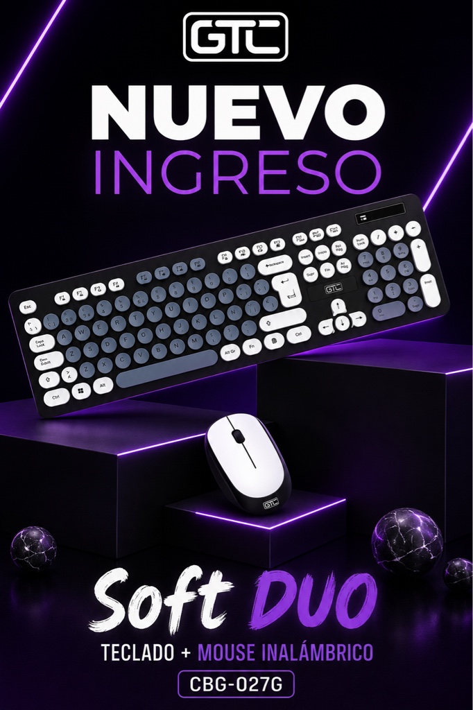 GTC Soft Duo teclado y mouse inalambrico negro