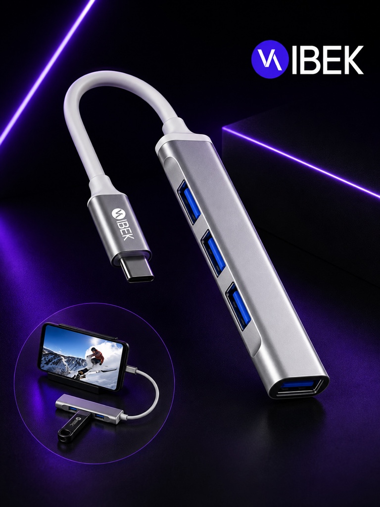 VIBEK hub USB-C plata