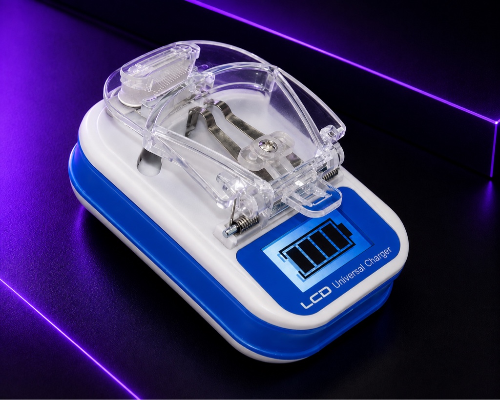 LCD Universal Charger blanco y azul