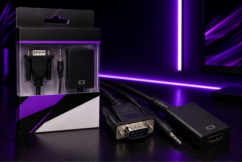 Adaptador VGA a HDMI negro