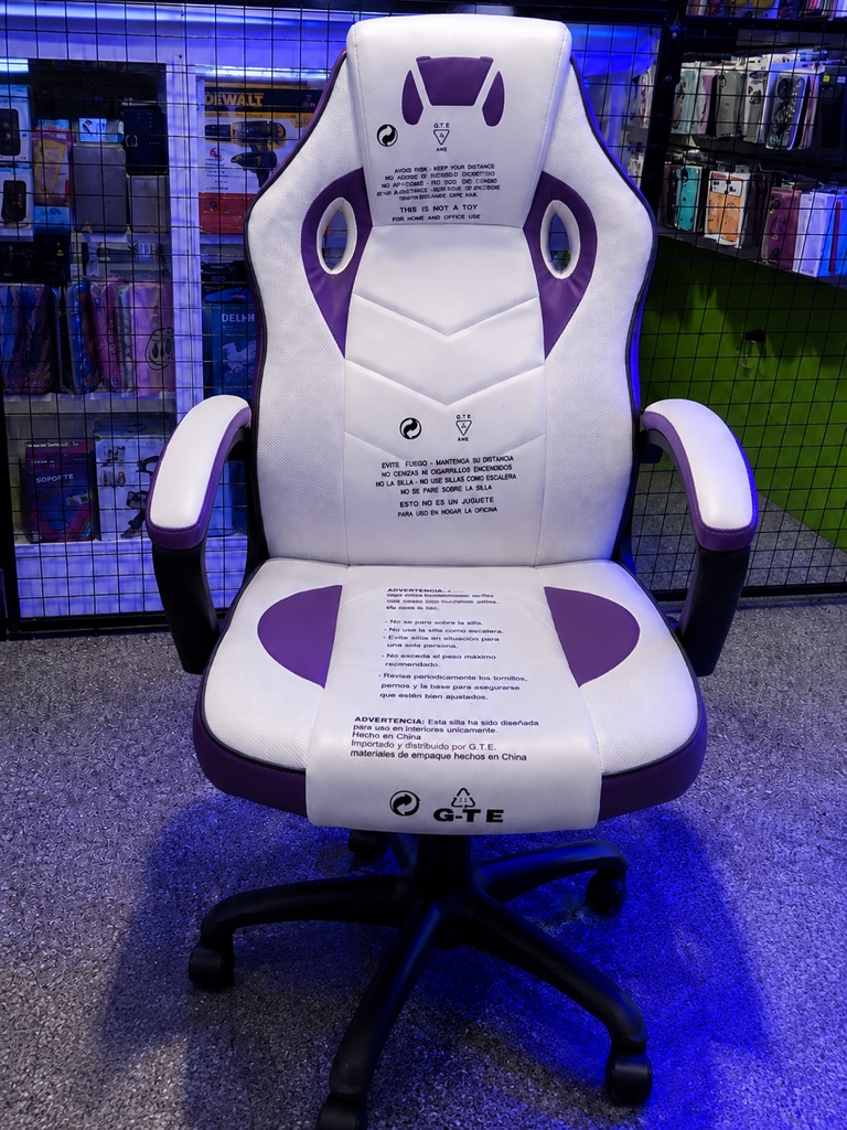 G-T.E silla gamer blanca y violeta
