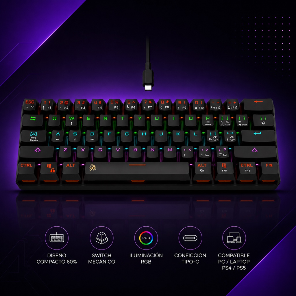 Teclado mecanico RGB 60% 💻