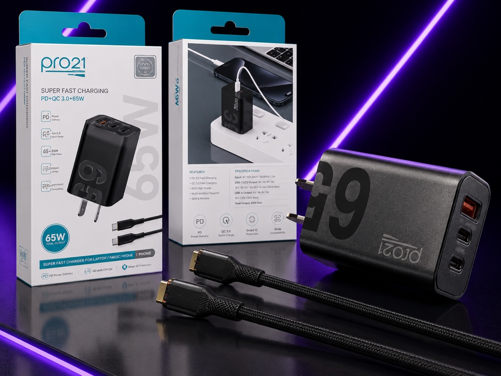 pro21 cargador negro 65W