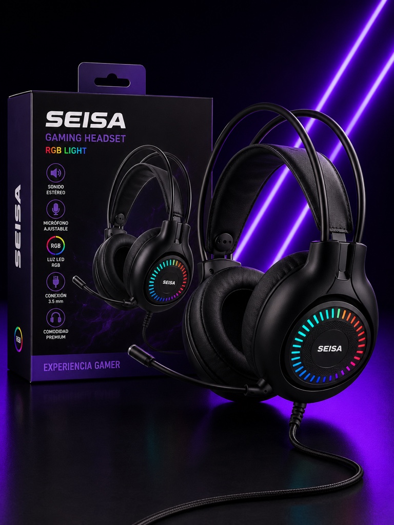 SEISA auriculares gamer RGB negros