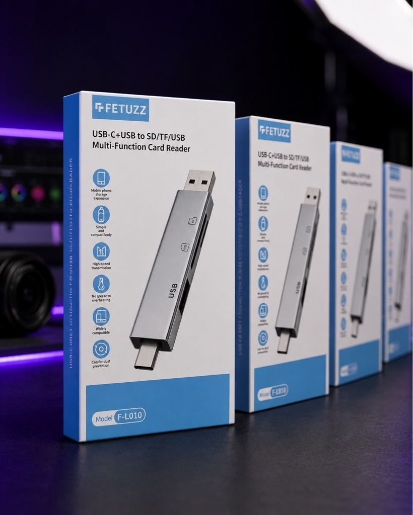 Fetuzz lector de tarjetas USB-C plata