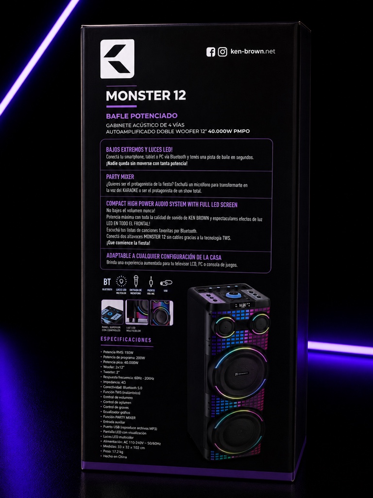 Ken Brown Monster 12 parlante negro