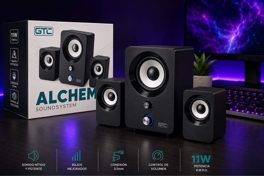 GTC Alchem parlantes negros pc