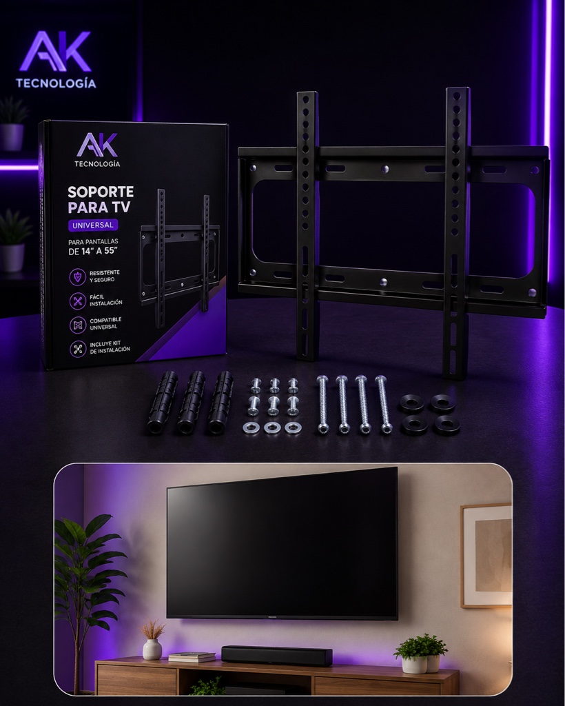 AK soporte para TV universal negro