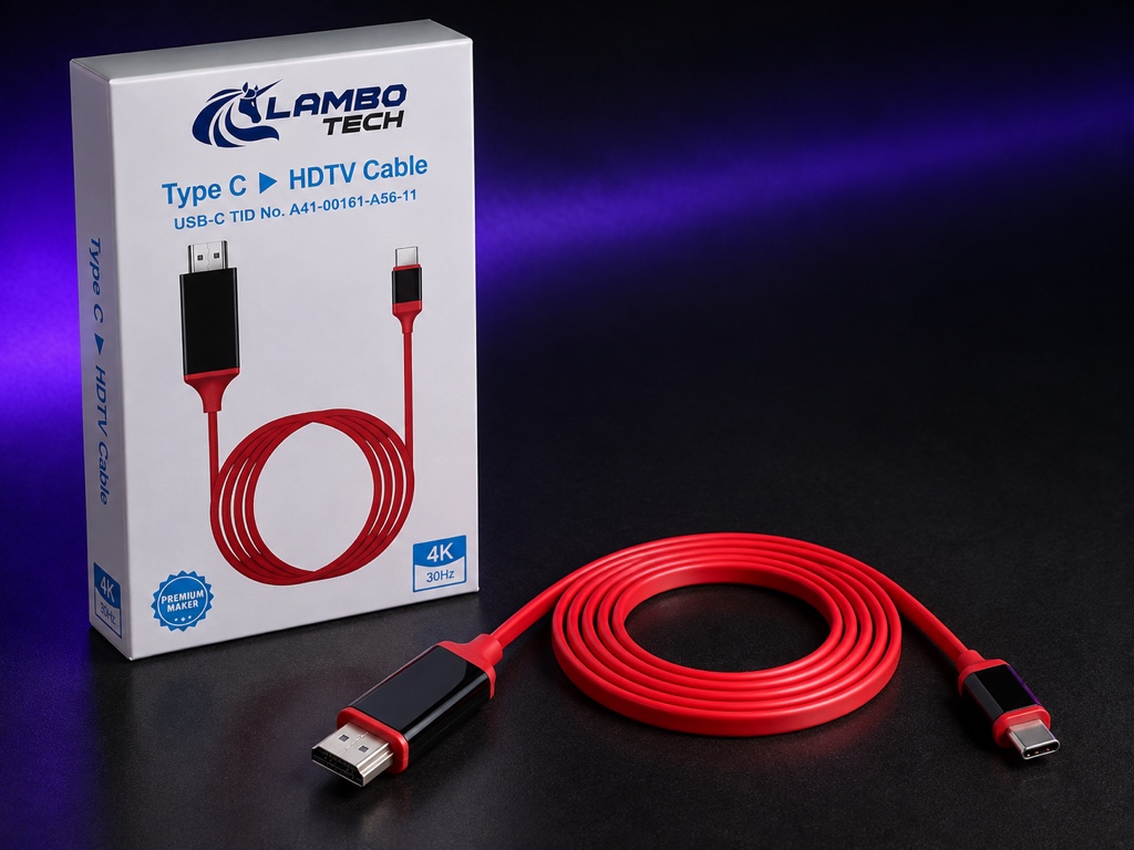 Cable USB-C a HDMI rojo