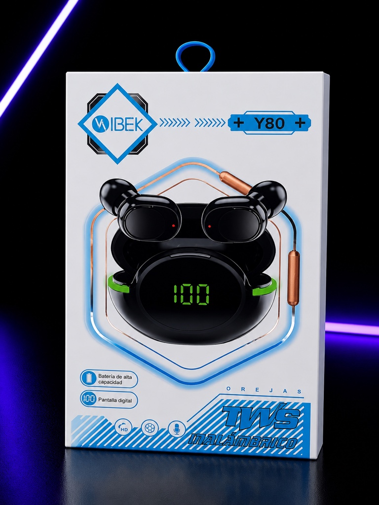 VIBEK Y80 auriculares TWS negros