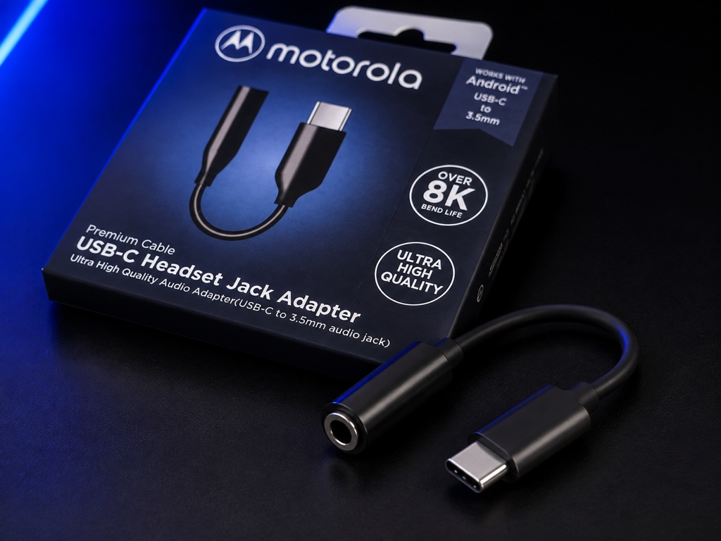 Motorola adaptador USB-C a 3.5mm negro