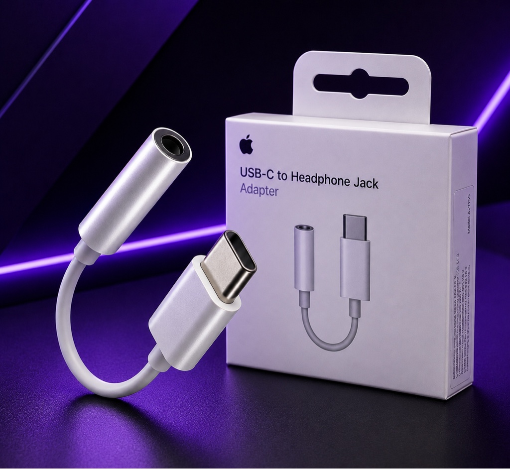 Apple USB-C a jack adaptador blanco