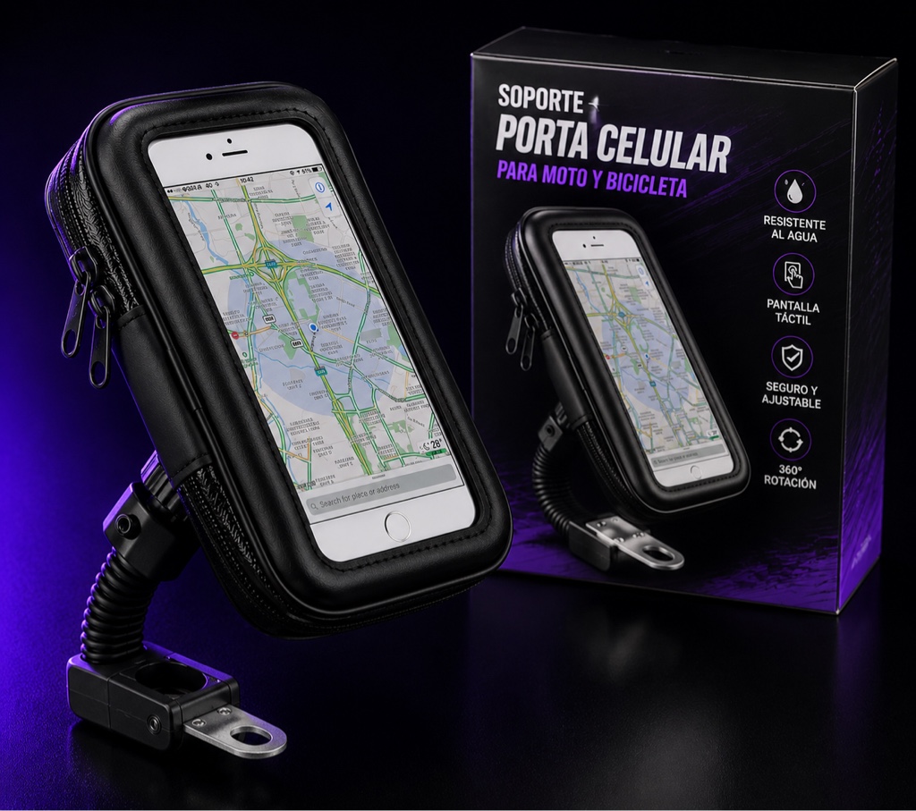 Soporte celular para moto negro