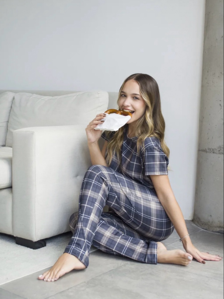 Pijama cuadros azul
