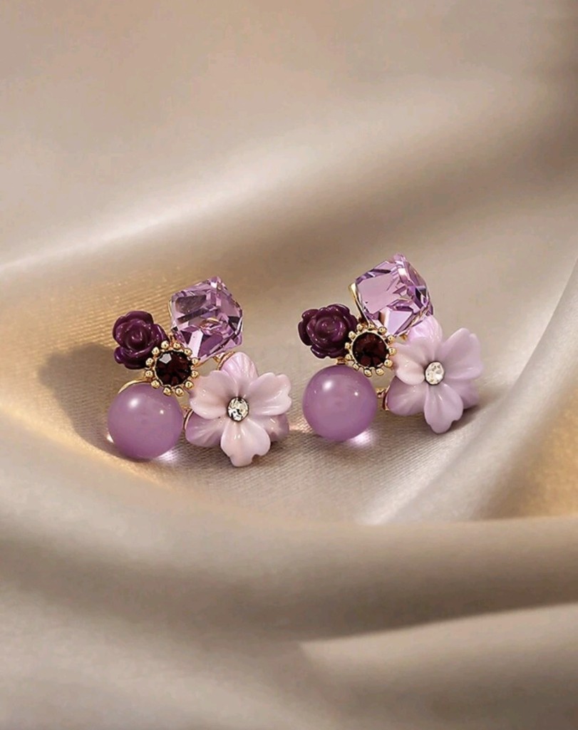 Aros florales lila