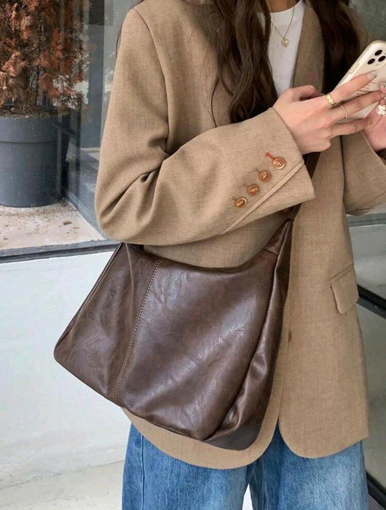 Bandolera Hobo marron chocolate
