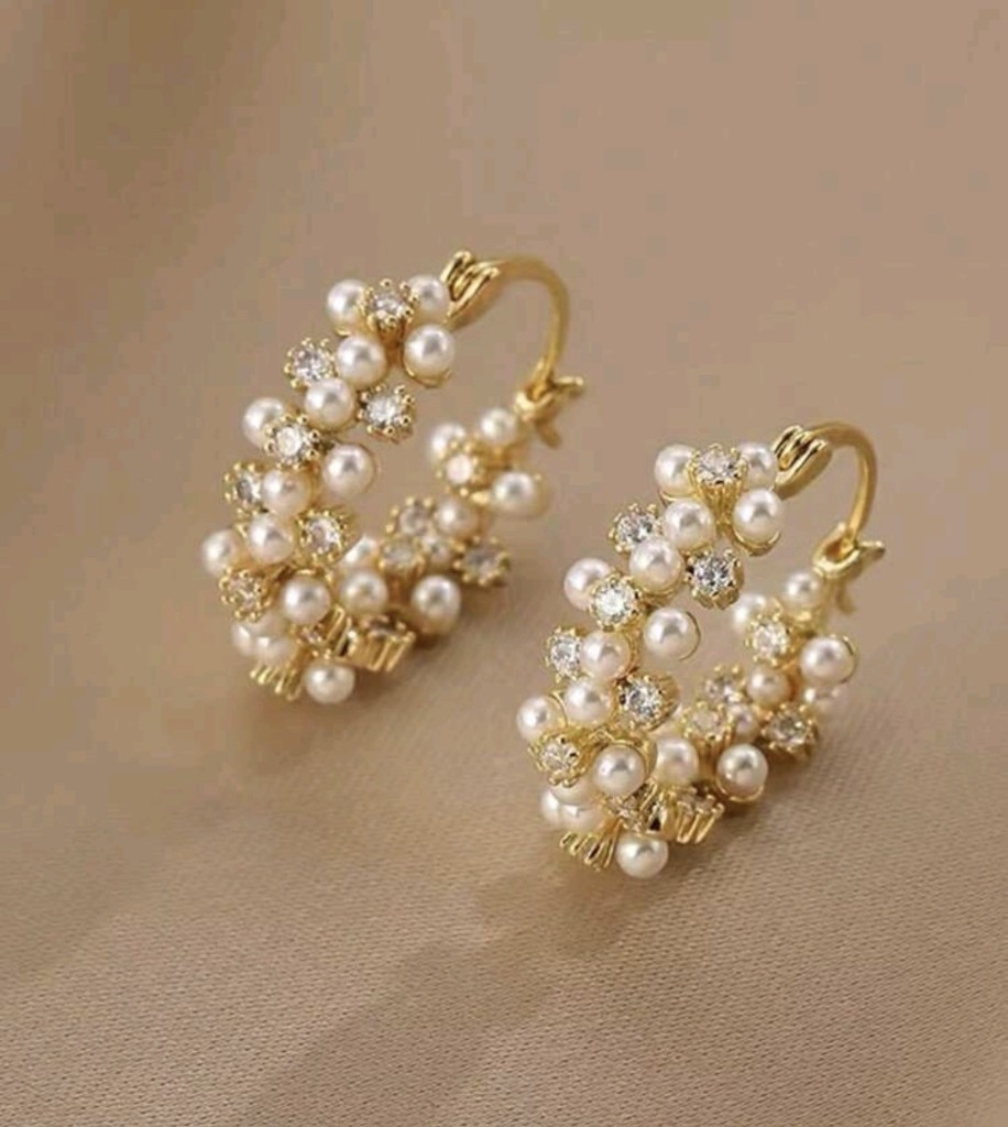 Aros dorados perlas