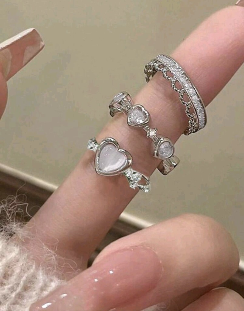 Anillos plateados corazon