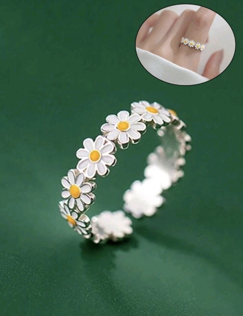Anillo margaritas plateado