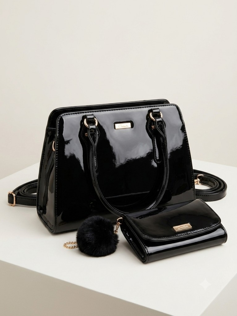 Cartera negra brillante