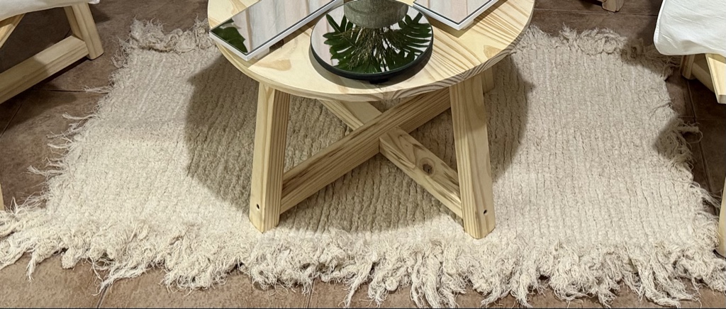 Alfombra cruda con flecos 1.10x60
