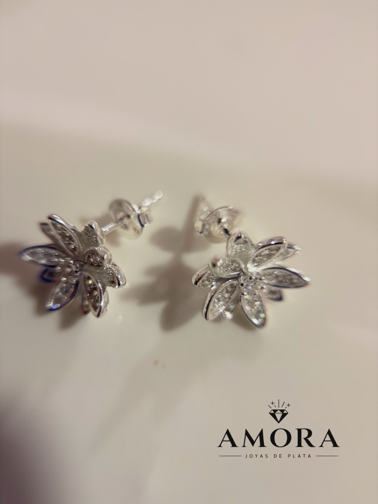 Aros flor plata 925 micro circones