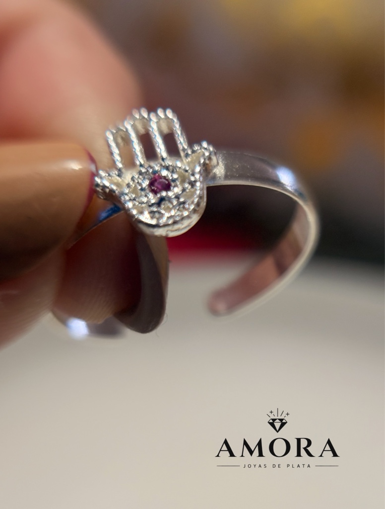 Anillo mano de Fátima plata 925 ajustable