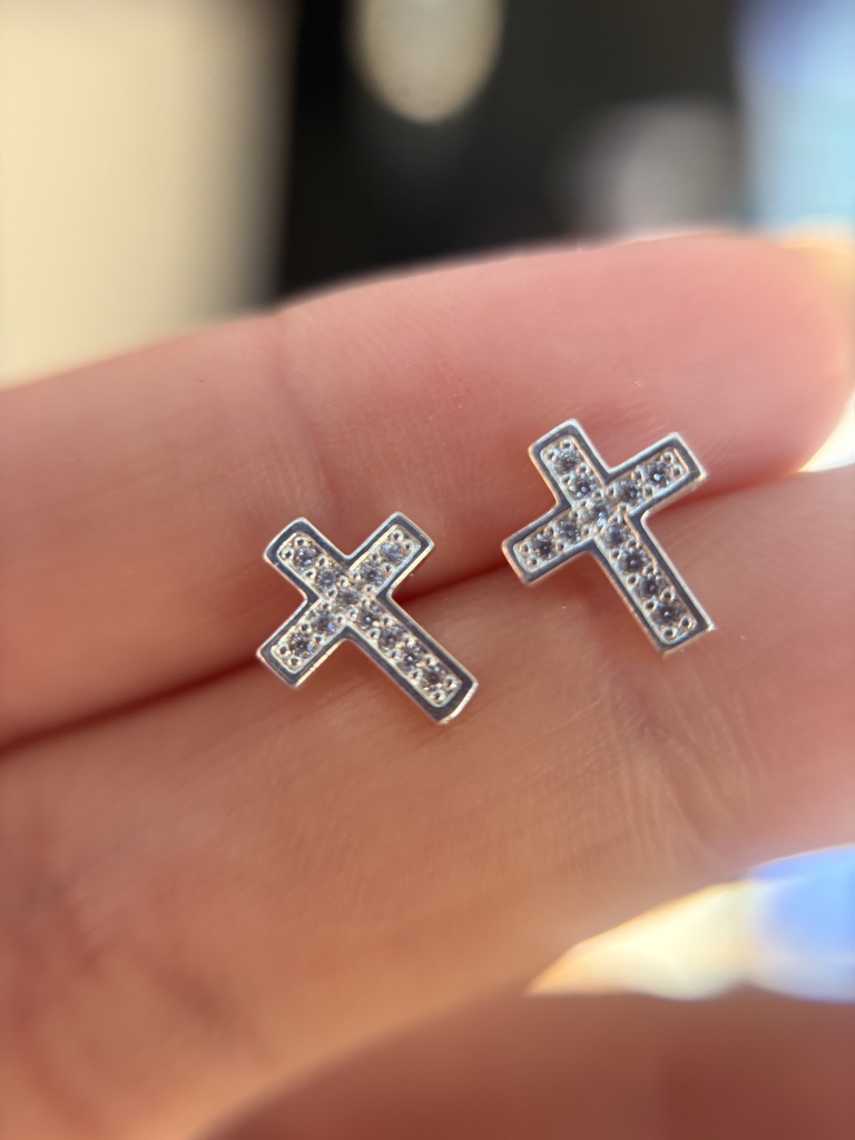 Aros cruz plata 925