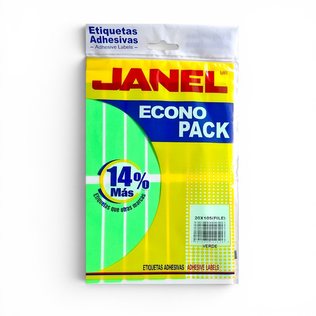 Etiquetas adhesivas Janel #20 verde