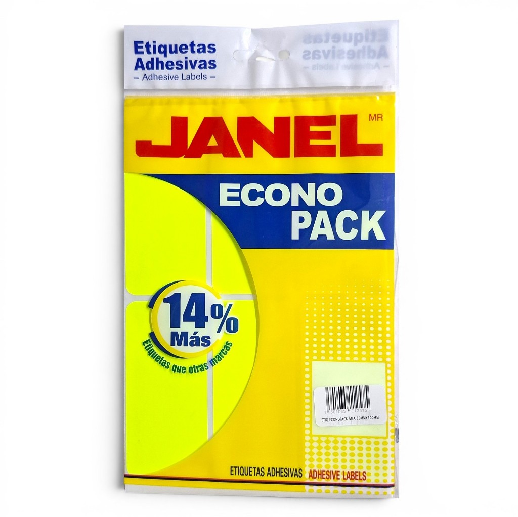 Etiquetas adhesivas Janel #25 amarillo