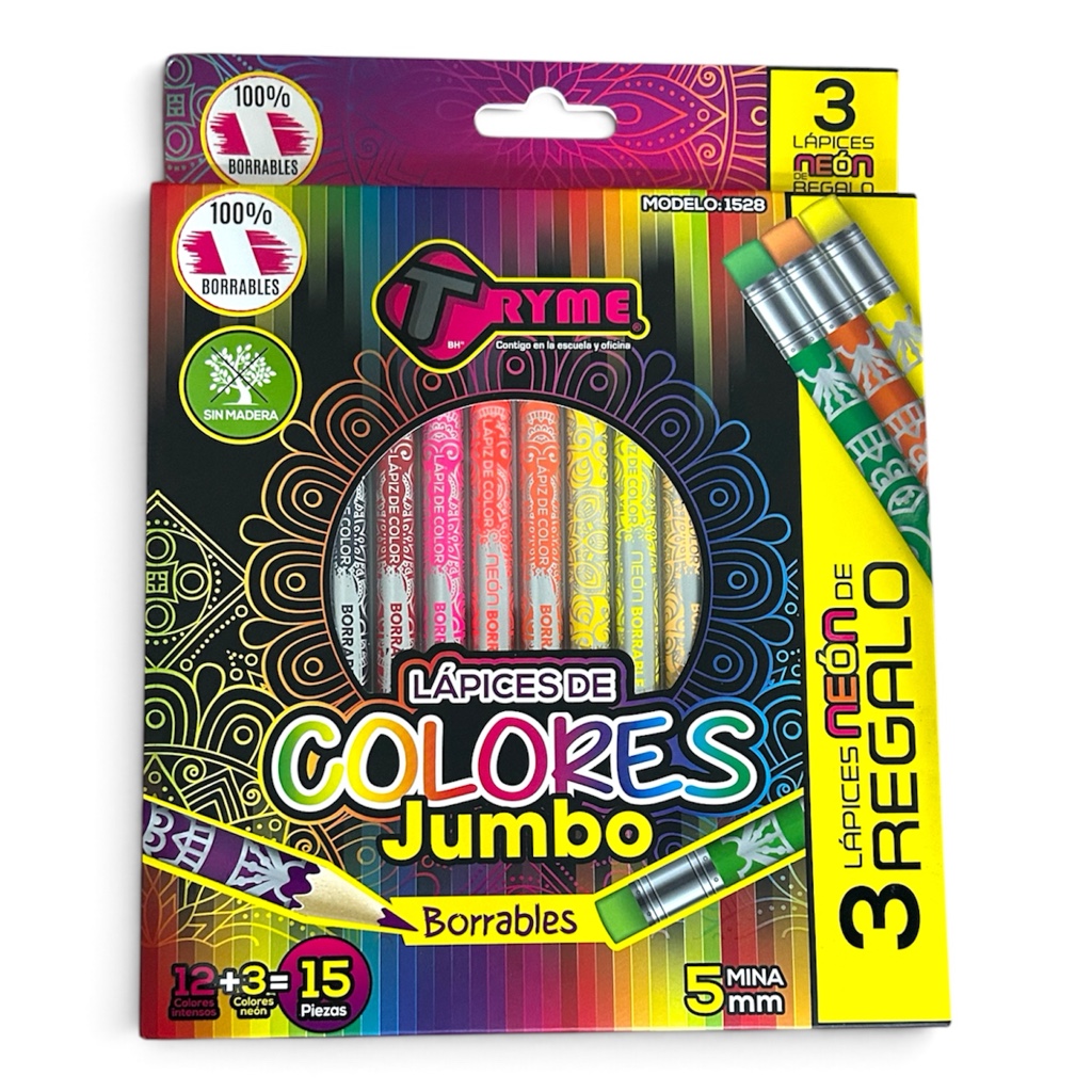 Colores jumbo borrables c/15