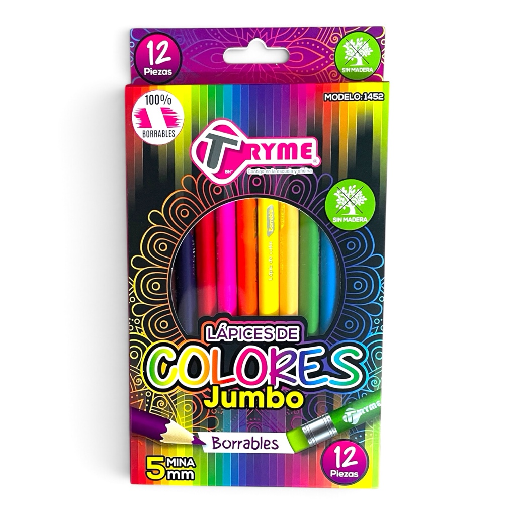 Colores jumbo borrables c/12