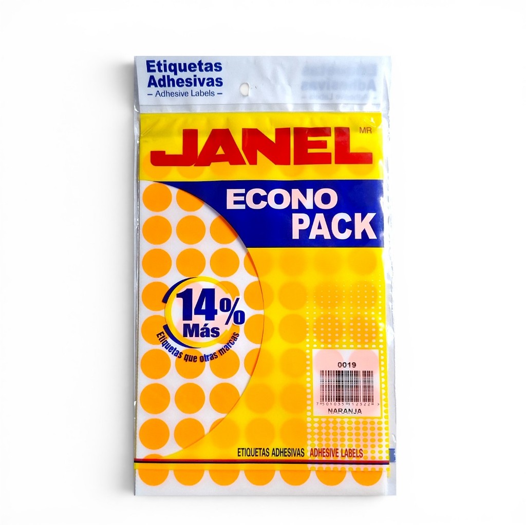Etiquetas adhesivas Janel #28 naranja