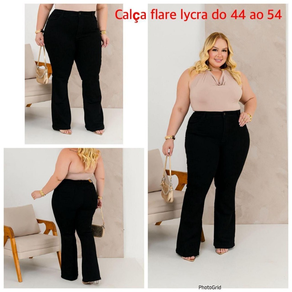 Calça flare preta lycra