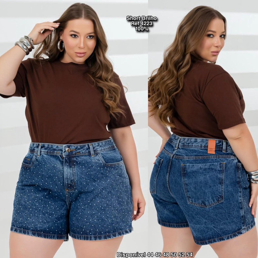 Short jeans azul brilho