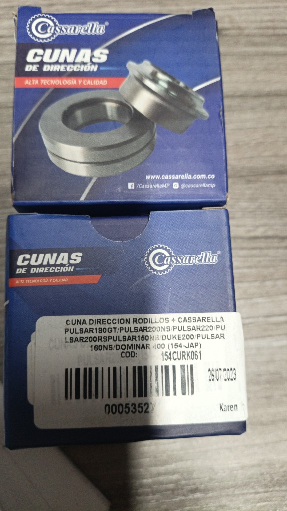 Cunas de dirección RODILLOS/ PULSAR 180GT/ PULSAR200NS/ PULSAR 220/ PUSLAR 200RS/ DUKE200/ 160NS/ DOMINAR 400