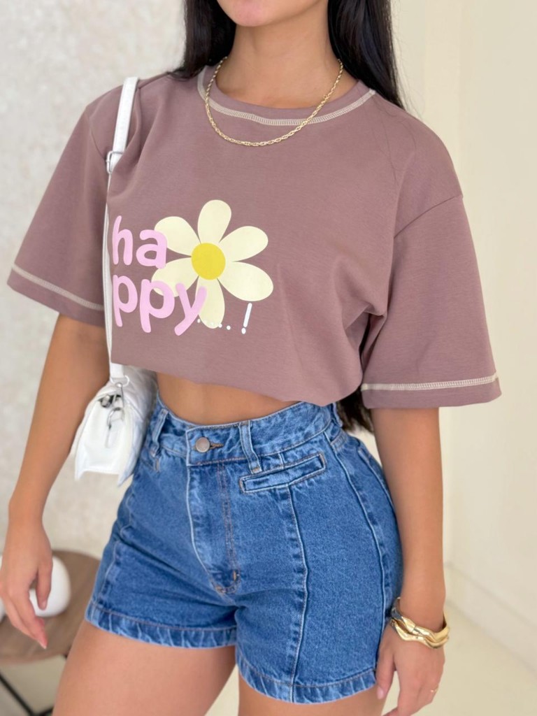 Camiseta oversize Happy Flower talla unica