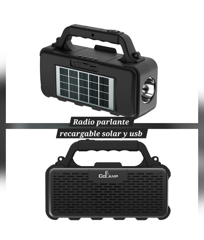 Parlante radio solar portatil con linterna