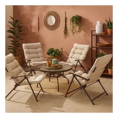 Juego Sao Paulo sillas plegables beige