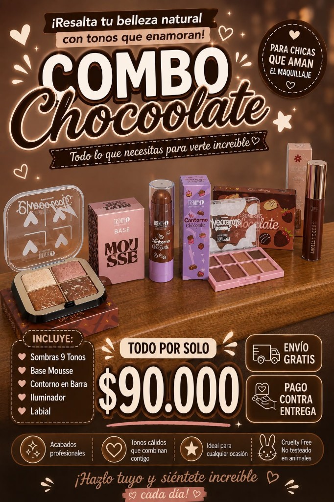 Combo chocolate maquillaje